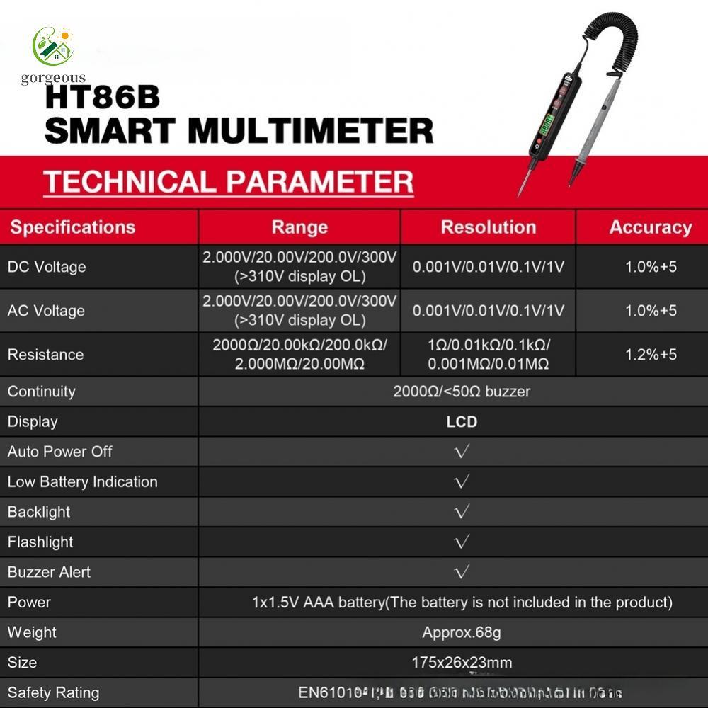 ⭐GROUS⭐Voltage Tester AC/DC Auto Identification Circuit Continuity Test Pen Multimeter