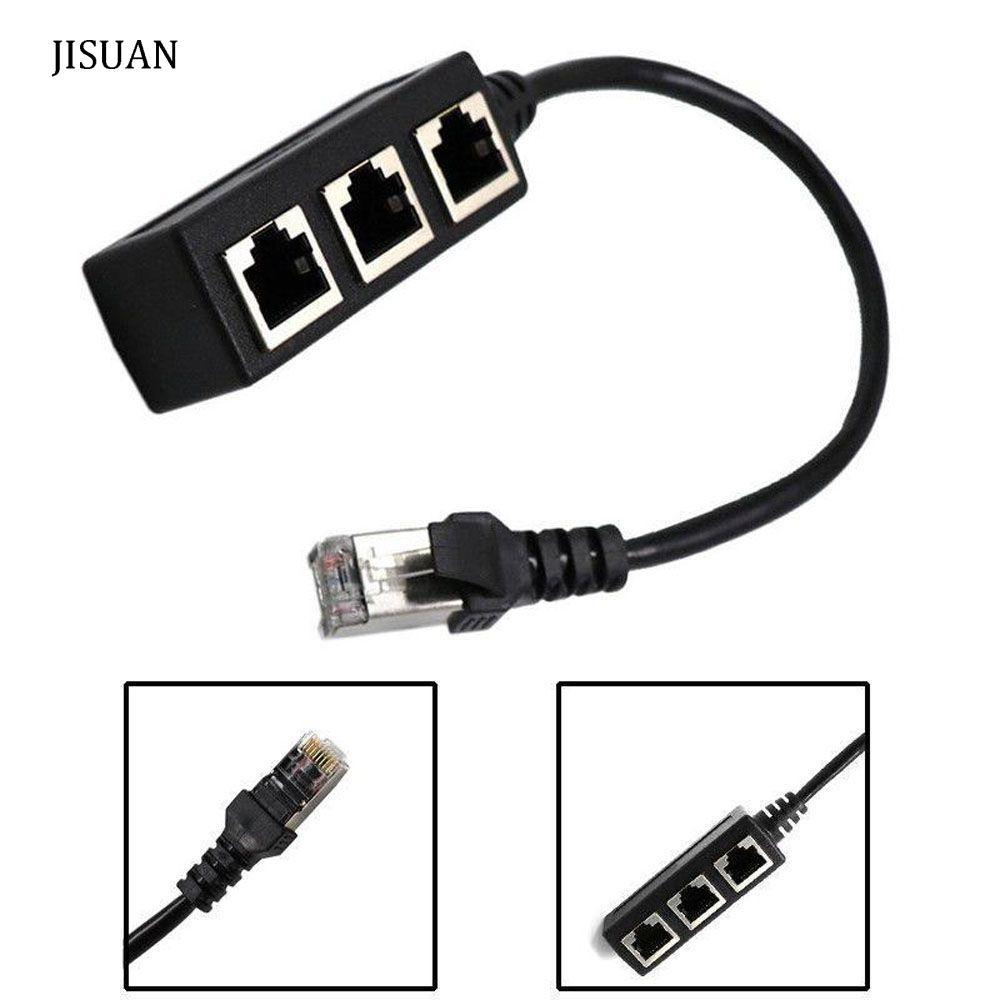 JISUAN RJ45 Splitter Network LAN Ethernet để nối dài mạng 1 Cáp chuyển đổi mở rộng nam sang 2 / 3 nữ