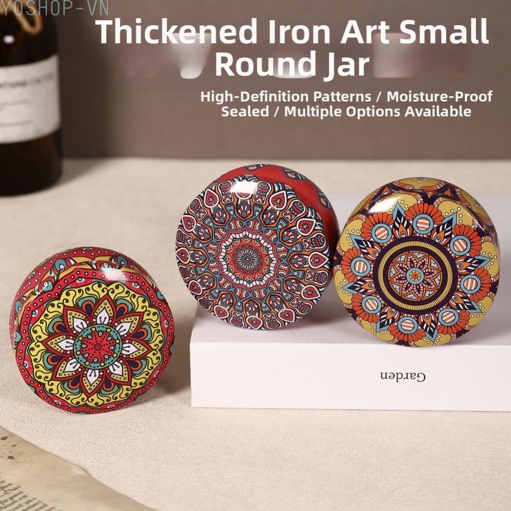 [Ysp]Ethnic Tin Container Ethnic Pattern Design Compact Small-space Storage