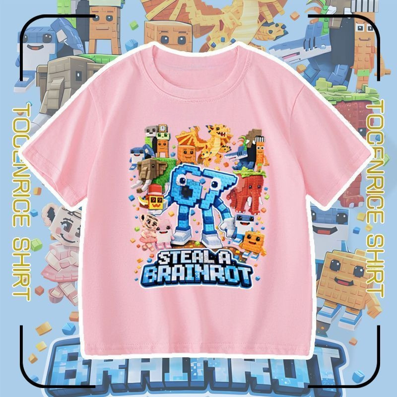 Trộm một Brainrot 67 Trẻ Em Áo Sơ Mi Tay Ngắn Ngộ nghĩnh Brainrot Đồ Họa Phong Cách Hoạt Hình Hàng Đ