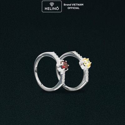 Nhẫn Bạc Nữ HELINO Đá Tròn Đính Đá Tự Nhiên Garnet, Citrine – Thiết Kế Tinh Tế Sang Trọng N02