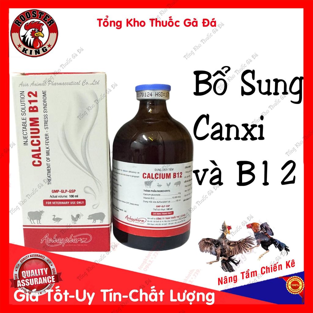 Calci B12 Chai 100ml Bổ Sung Canxi Và Vitamin B12 Cho Gà Đá