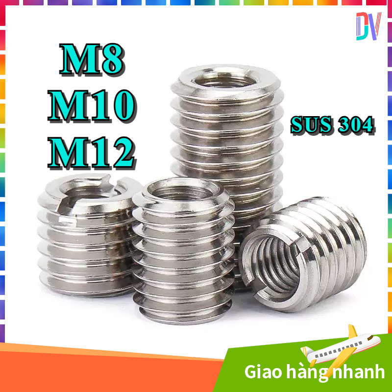 TRen cấy ốc ，M8 / M10 / M12,Quy lô cấy chân ren các loại inox 304，nối ren trong ren ngoài [DVA]