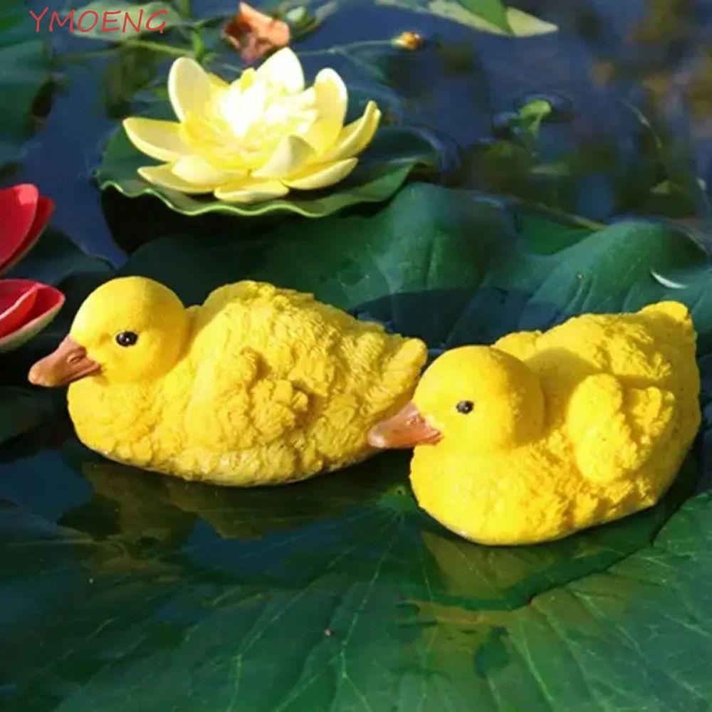 YMOENG 1 Cặp Tượng Vịt Nổi, Nhựa Màu Vàng Nhỏ Tượng Nhỏ, Phong Cảnh Micro Hiện Đại Dễ Thương Thú Vui