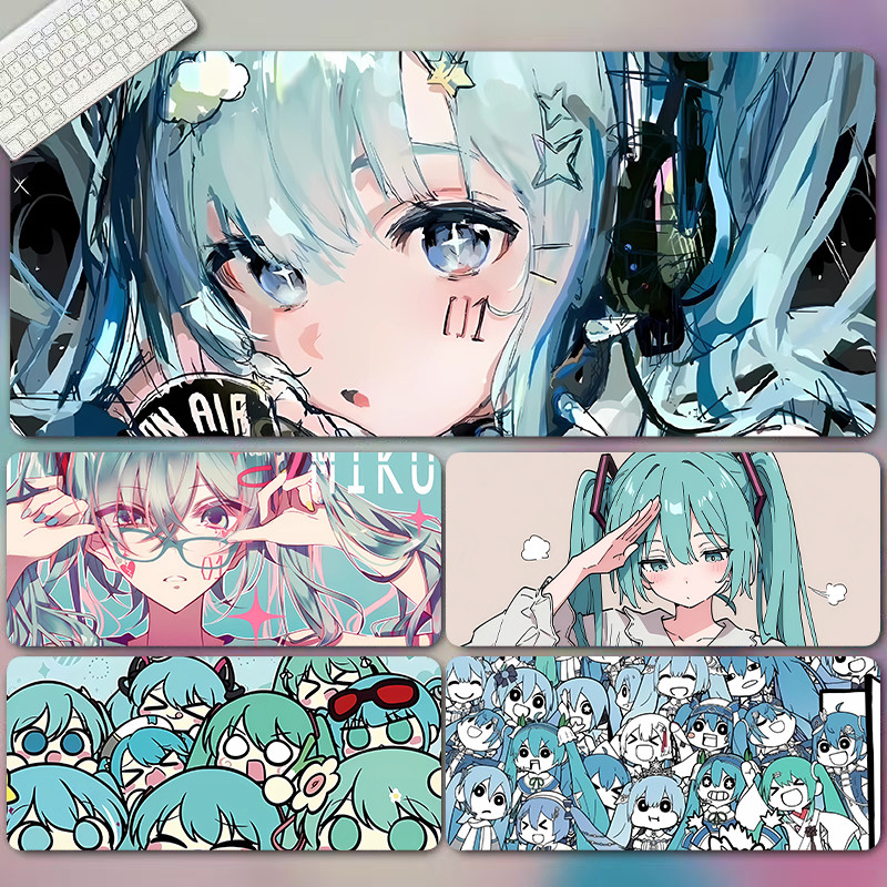 Dễ Thương Hatsune Miku Mouse Pad Quá Khổ Anime Bàn Phím Pad Chống Trơn Trượt Seaming Bàn Pad