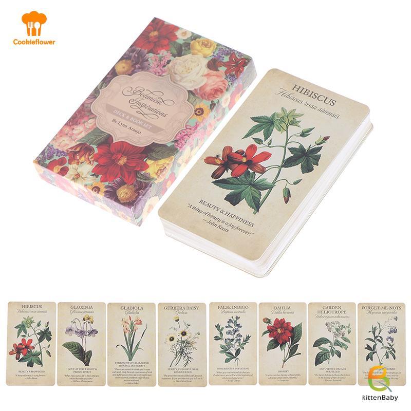 [Kitten-t] Botanical Flower Oracle Card Trò chơi bảng bói toán truyền cảm hứng thực vật mới