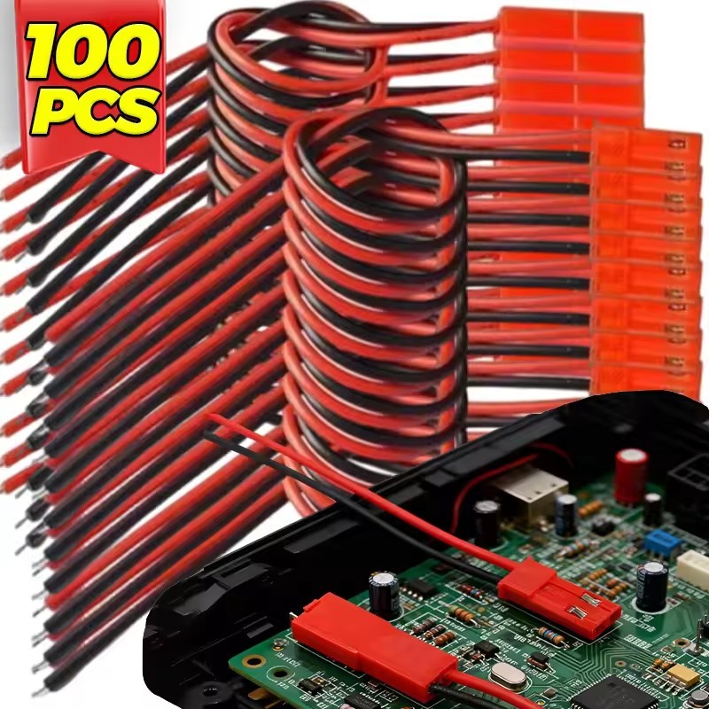 Bộ kết nối DIY cáp cắm JST - 2 chân nam nữ cho dải đèn LED - Dây chuyển đổi Pin đồ chơi RC 100mm