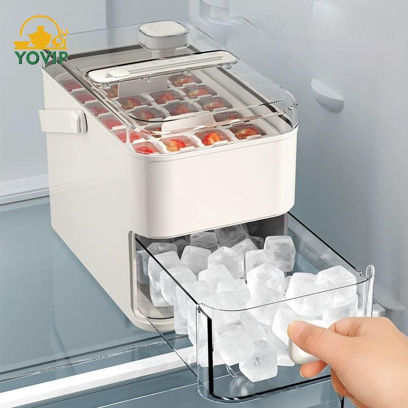 Máy Làm Đá YOVIP 28 / 56-Cube Có Nắp Bấm Dễ Dàng - Hai Lớp, Bấm Thiết Kế Di Động, Hộp Đá Gia Đình VN