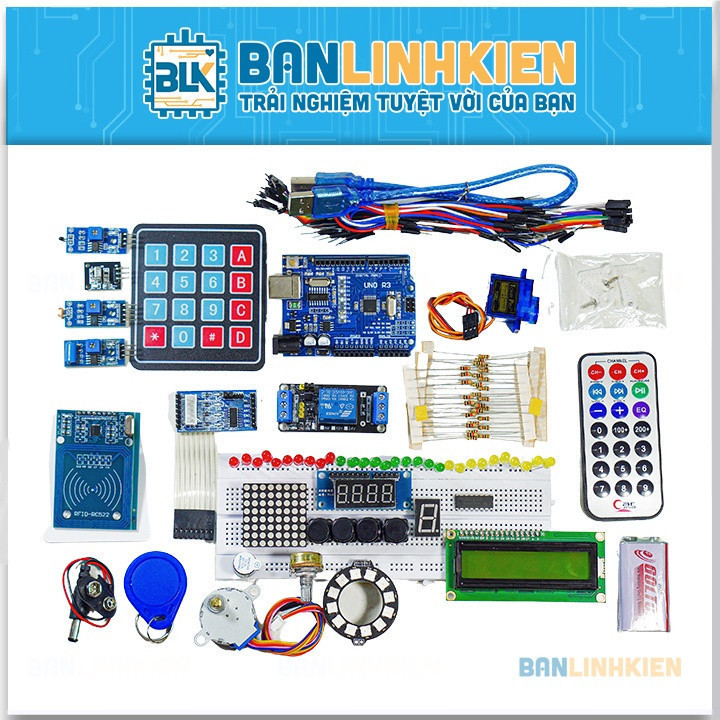 [BẢO HÀNH 6 THÁNG] COMBO KIT Học Tập Arduino Uno R3 RFID BLK - Arduino Starter BANLINHKIEN đầy đủ hơ