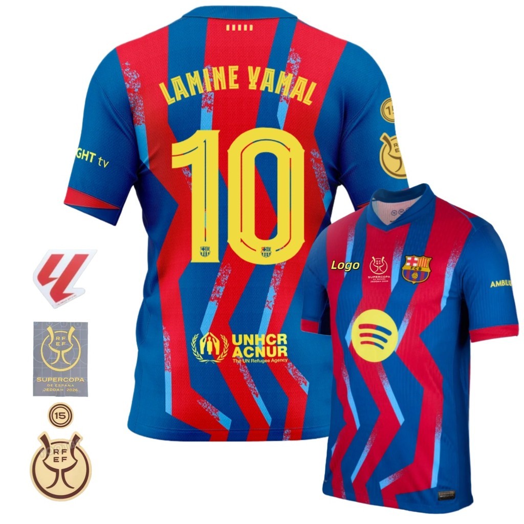 Áo thi đấu thứ tư ngắn tay size S đến XXXXL, số áo #10 Yamal Lamine