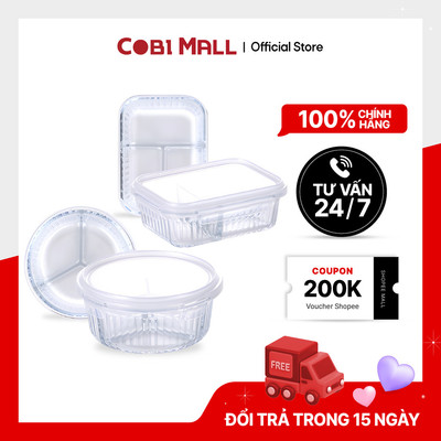 Hộp cơm thủy tinh chia ngăn 2 và 3 ngăn Wavelock V - Tiện lợi, nút thoáng khí thông minh - Neoflam