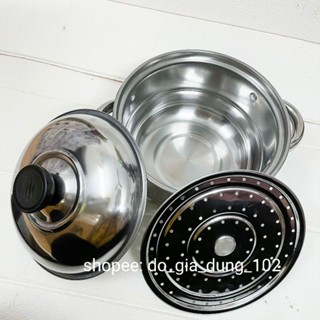 Nồi Inox Dùng Bếp Từ Tặng Kèm Vỉ Hấp, Nồi Hấp Mini 21cm (PN)