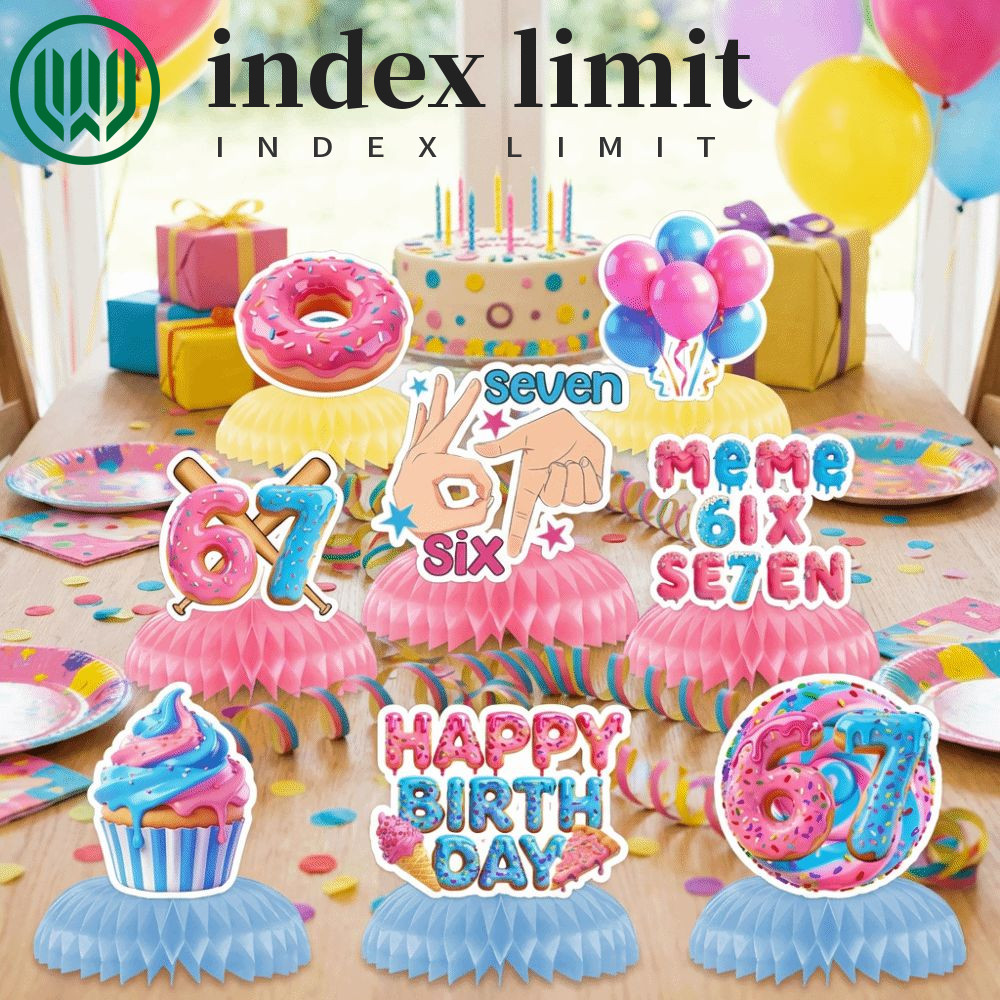 INDEX LIMIT Six Seven Party Decor, Chủ đề kem Internet Hài hước 67 Meme Trang trí sinh nhật, Trang t