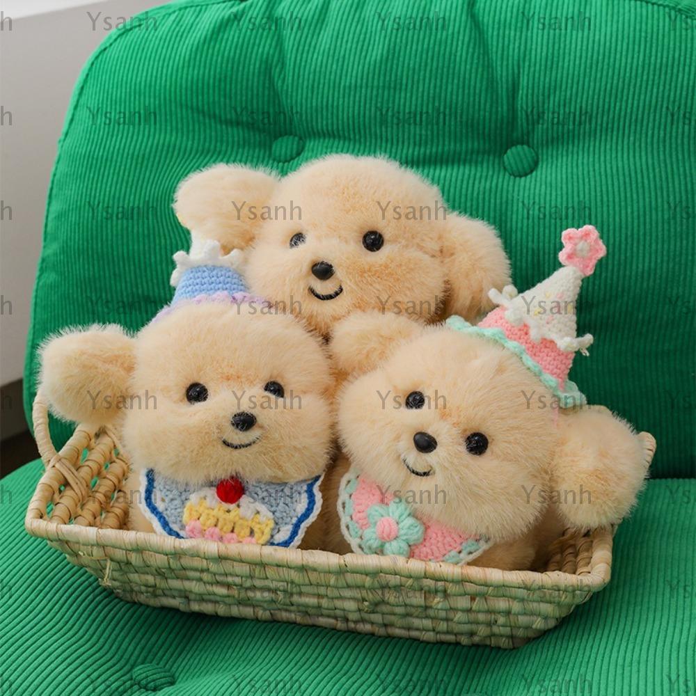 YSANH Plush Puppy, Mô phỏng Golden Retriever Plush Bib Dog, Soft 20cm Fluffy Anime Plush Doll