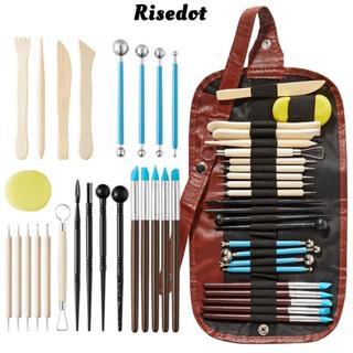 Bộ dụng cụ gốm RISEDOT, có túi đựng dụng cụ điêu khắc đất sét gốm DIY, 24 chiếc Bộ điêu khắc nghệ thuật thủ công bằng gốm thủ công Bộ dụng cụ khắc