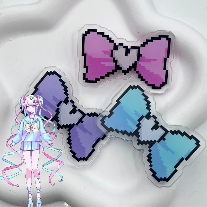 Kẹp Tóc Anime Needy Girl Overdose KAngel Ame-chan Hình Nơ Pixel Acrylic Phụ Kiện Cosplay Đáng Yêu Bộ