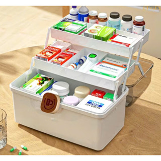 Hộp Đựng Thuốc 3 Ngăn Lớn Có Nắp Mở 180 Độ, Nhiều Ngăn, Có Khóa Chắc Chắn, Hộp Thuốc Gia Đình Xách Tay Tiện Lợi