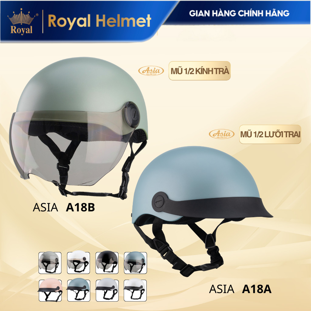 Mũ bảo hiểm Asia Series A18A Và A18B Vỏ Nhựa Abs Nguyên Sinh Lót Vải Êm Ái Kháng Khuẩn An Toàn