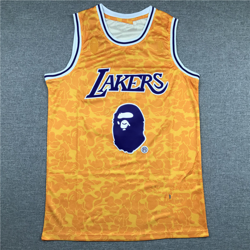 Hoodie Tank Top Bóng Rổ Thêu Hình Lakers - Phong Cách Dog Lord Knight - Màu Vàng
