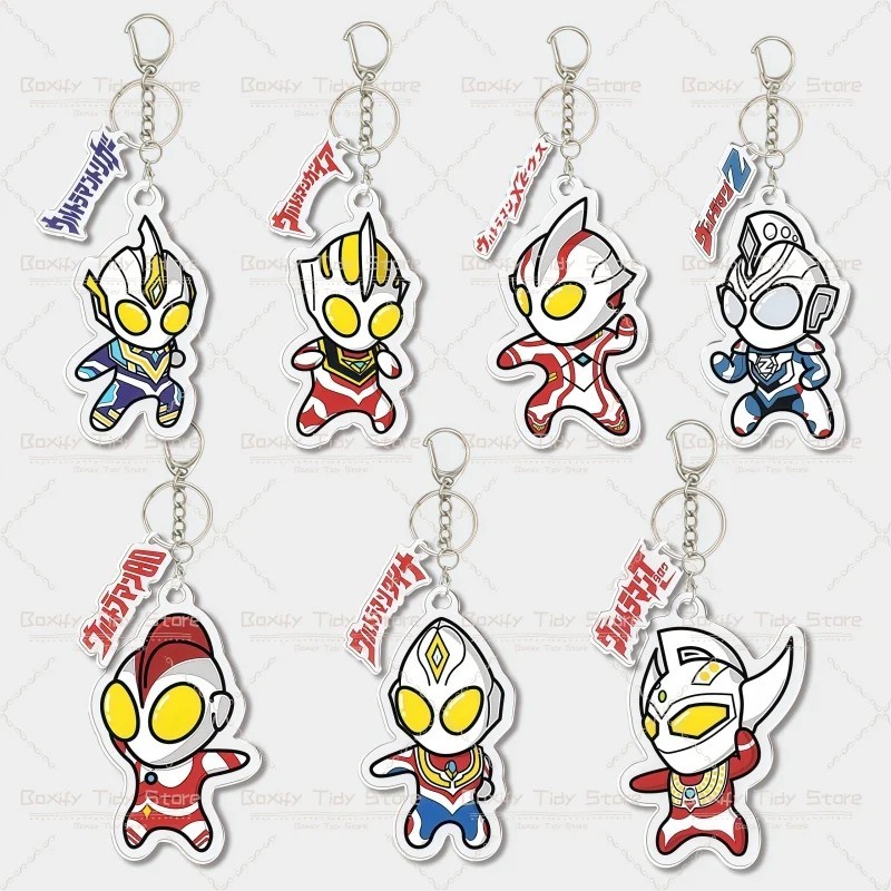 Móc khóa Ultraman Siêu Nhân Điện Quang Tiga Mebius Z Trigger Dyna Justice Acrylic Chibi phụ kiện tra