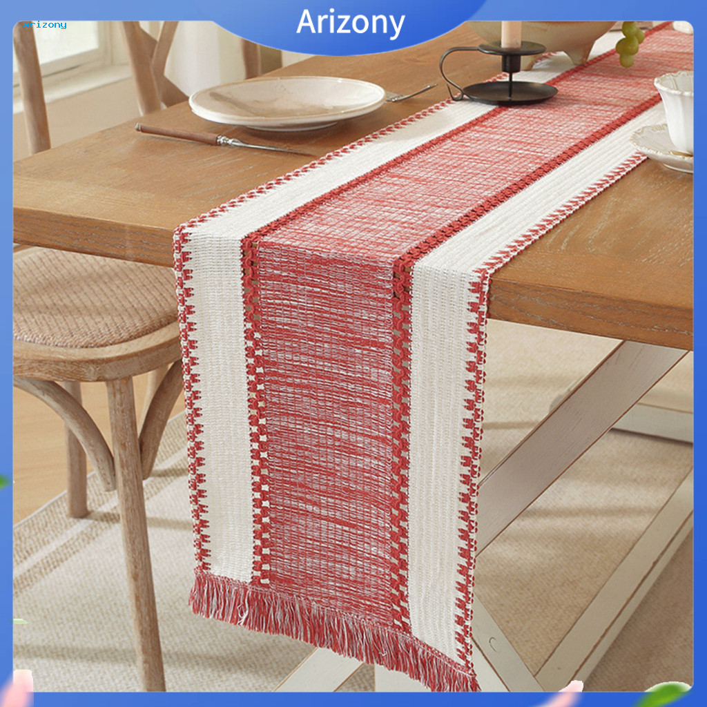 《 penstok 》 Table Runner cho Tv Stand Home Taste Enhancement Boho Color Block Table Runner với tua r