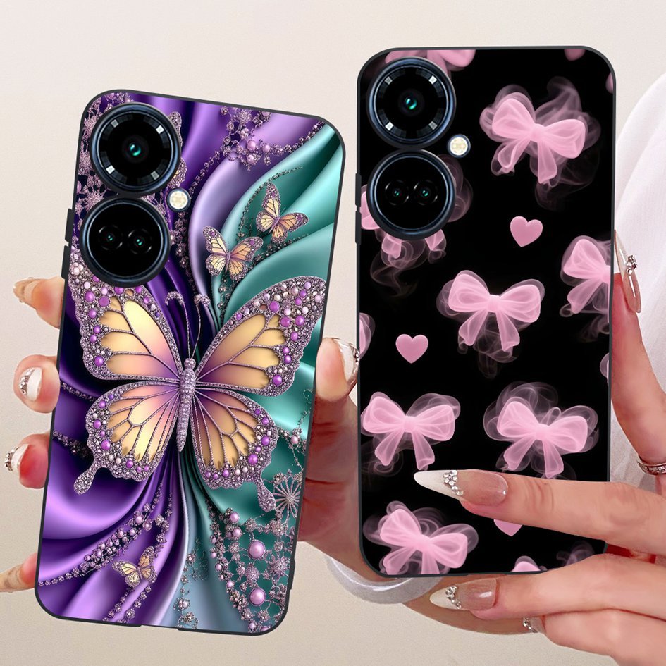 Dành Cho Tecno Camon 19 Pro CI8 Ốp Lưng Camon19 Pro 5G CI7n Vỏ Bướm Xinh Đẹp Silicon Mềm Màu Đen Cho