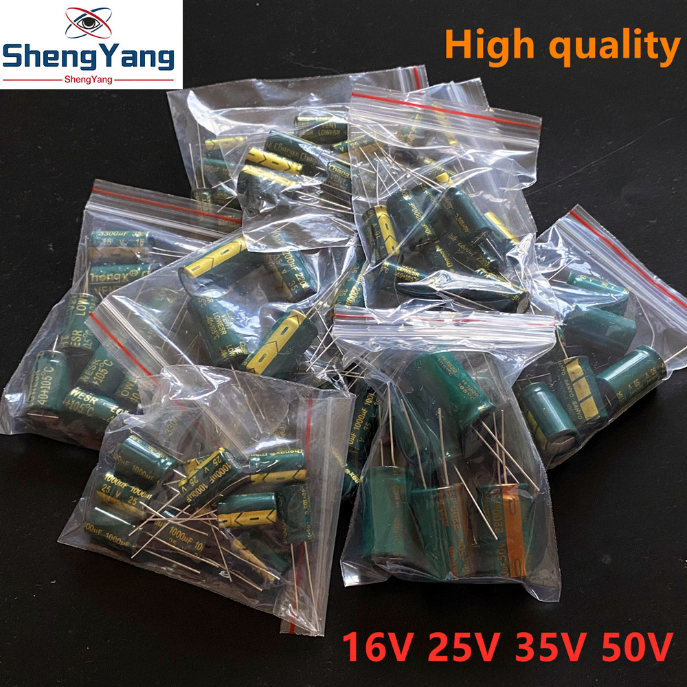 80 Chiếc Chất Lượng Cao 9 Bộ Giá Trị 1000uF-3300uF Điện Phân Tụ Gói Cho arduino 16V 25V 35V 50V 1000