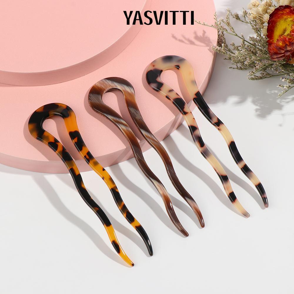 Kẹp tóc YASVITTI Acetate Da báo Retro Kẹp tóc
