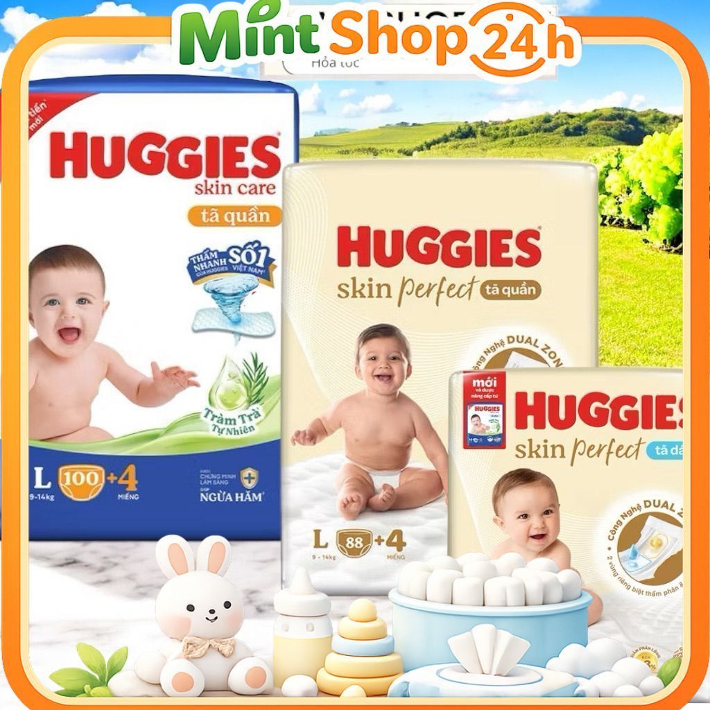 [HỎA TỐC]  tã quần/dán Bỉm huggies skin perfect M70/L60/XL52/Xx48+6 2mm, huggies skincare M106/L104/