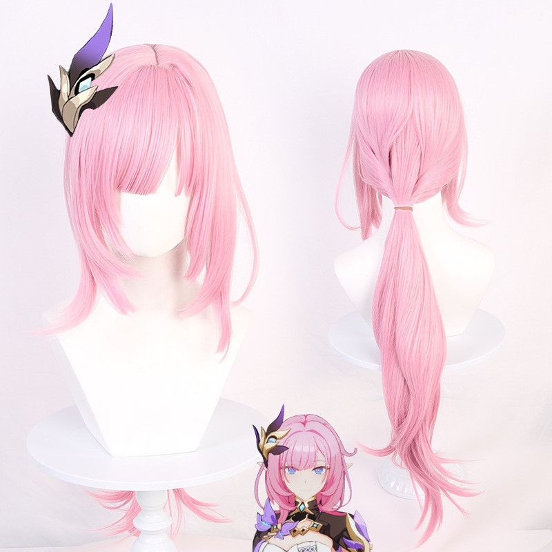 Tóc giả cosplay Elysia Honkai Impact 3rd với da đầu mô phỏng, tạo nên bầu không khí sang trọng