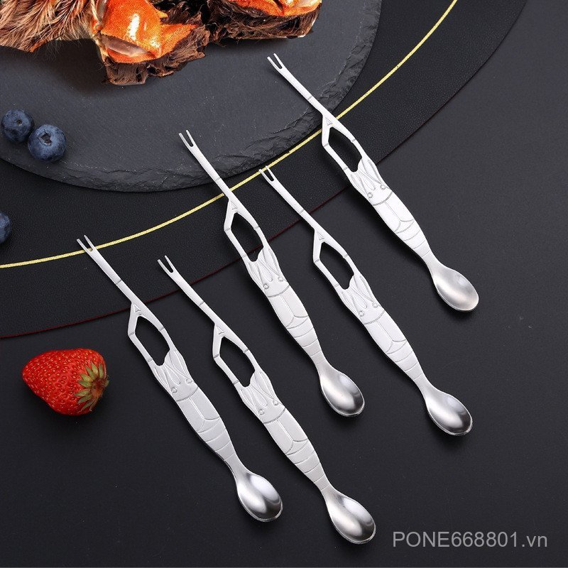 Thép không gỉ Cua Nĩa Thìa Lông Cua Đa Năng Ăn Cua Dụng Cụ Cua Nĩa Cua Cua Kim Quả óc chó Kẹp Lột Tô