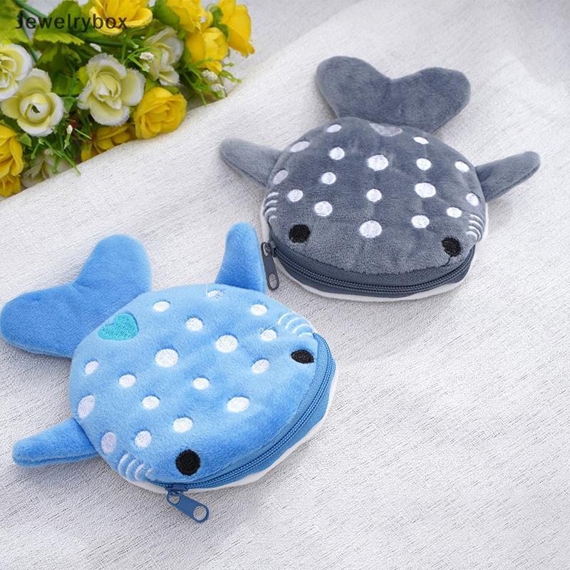 [JLB] Ví đựng tiền xu cá mập hoạt hình dễ thương Ví Kawaii Túi đựng tiền xu sang trọng di động Tai n