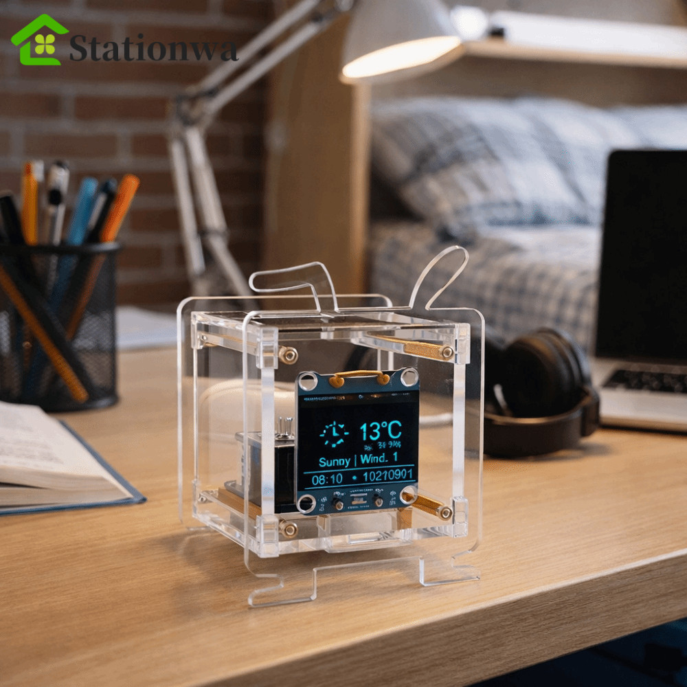 Bộ đồng hồ kỹ thuật số STATIONWA, Bộ đồng hồ dự báo thời tiết đa chức năng kết nối Wi-Fi 2.4GHz, có 