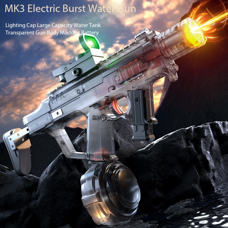 Hàng sẵn có Phong cách mới MK3 Súng nước điện MK3 Xung nhấp nháy Liên kết Súng nước nổ điện tự hấp t