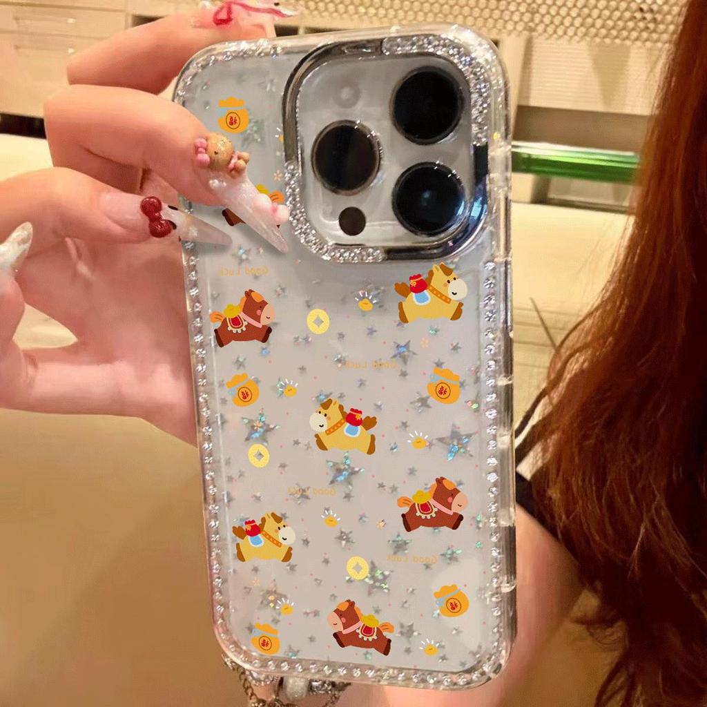 Ngự a ựa nhỏ vui mừngĐá kim flash phù hợp với vỏ điện thoại iPhone 16 Pro Max 15/14