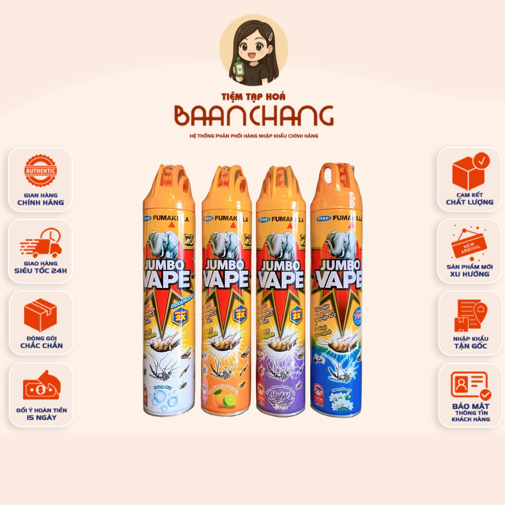 Chai Xịt Muỗi Côn Trùng Jumbo VAPE 600ML Nhiều Mùi – Diệt Muỗi, Kiến, Gián Nhanh, Dùng Trong Gia Đìn