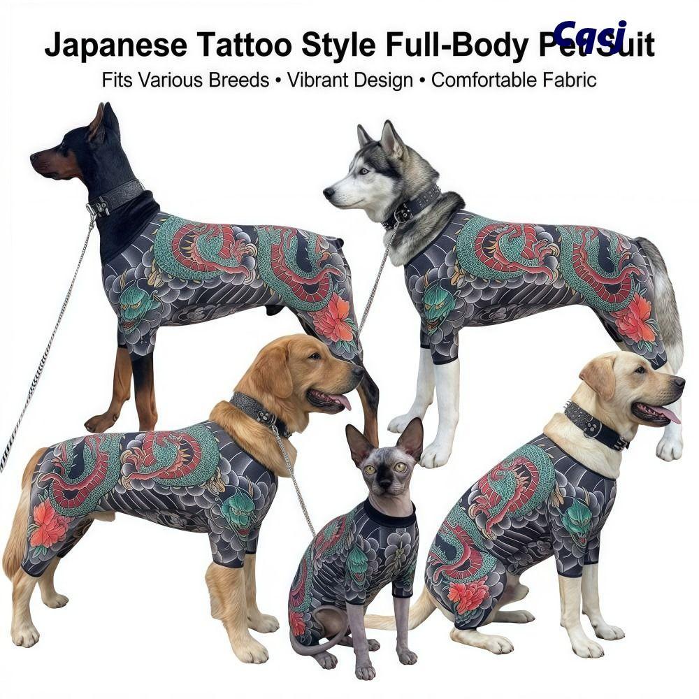 CQCJ Pet Tattoo Jacket, Áo Vest hình mèo bốn mùa giống như thật, Sáng tạo vui nhộn mát mẻ Quần áo th