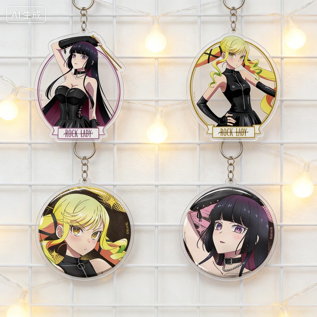 Móc khóa Anime Rock Is A Ladys Modesty nhân vật Suzu Miya Ririsa Standee mô hình Acrylic trong suốt 