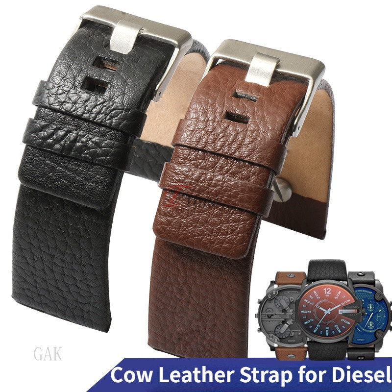 3/28✈Dây đeo diesel 24 / 24 / 26 / 28 / 30 / 32mm Dây đeo đồng hồ bằng da bò chính hãng để thay thế 