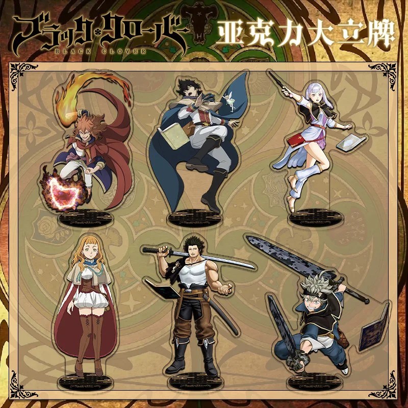 Standee Black Clover mô hình anime mica trong suốt nhân vật Asta Yuno Noelle Yami trang trí bàn học 