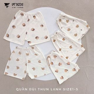 Bộ 5/10 Quần Đùi Trắng Thun Lạnh VT Dành Cho Bé Gái, Bé Trai 4-15kg, Vải Mềm Mát, Họa Tiết Sáng Tạo AA23,24
