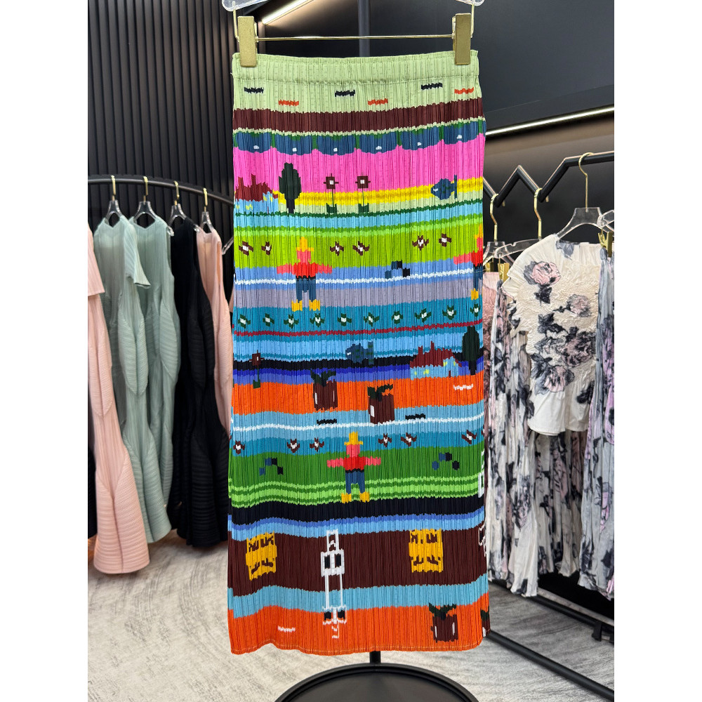 XKQA Issey Miyake Unique Pleated Vintage Series Fashionable Age-Reducing Cartoon Print Pleated Back 