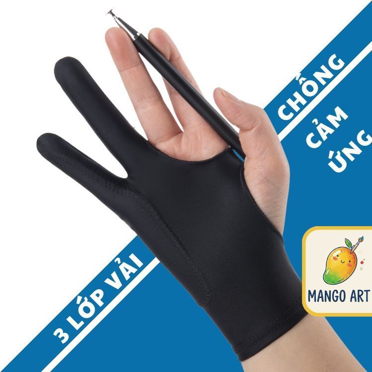 Găng Tay Vẽ Digital 3 Lớp Chống Chạm Cảm Ứng Màn Hình Máy Tính Bảng, 1 Lớp Chống Lem Chì - Họa cụ Mango Art