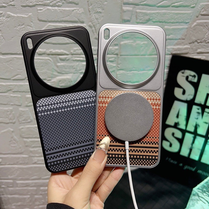 Mỏng & Nhẹ Kevlar Họa Tiết Da Sơn Kim Loại PC Ốp Lưng Từ Tính Cho Vivo X300 Pro X300 Vỏ Điện Thoại C