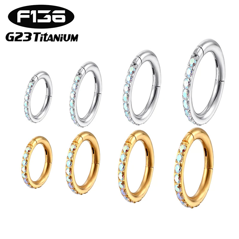 Mũi Nhẫn Septum Titan Clicker Goth với AB Zircon Xoắn ốc - Trang Sức Piercing