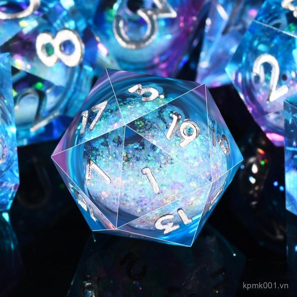 AUSTOR Core Resin DND Dice Sharp Edge Polyhedral Dice 7Die DND Dice Set Quicksand Handmade Resin Xúc