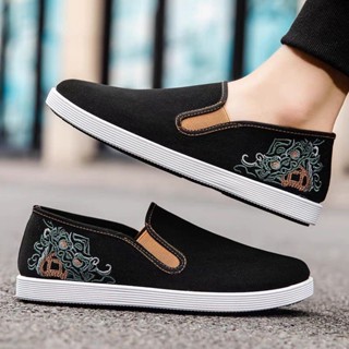 Cũ Bắc Kinh Giày Vải Nam Phong Cách Quốc Gia Thêu Trung Quốc Đế Mềm Thoáng Khí Chống Trơn Trượt Giày Lái Xe Thông Thường Hợp Thời Trang