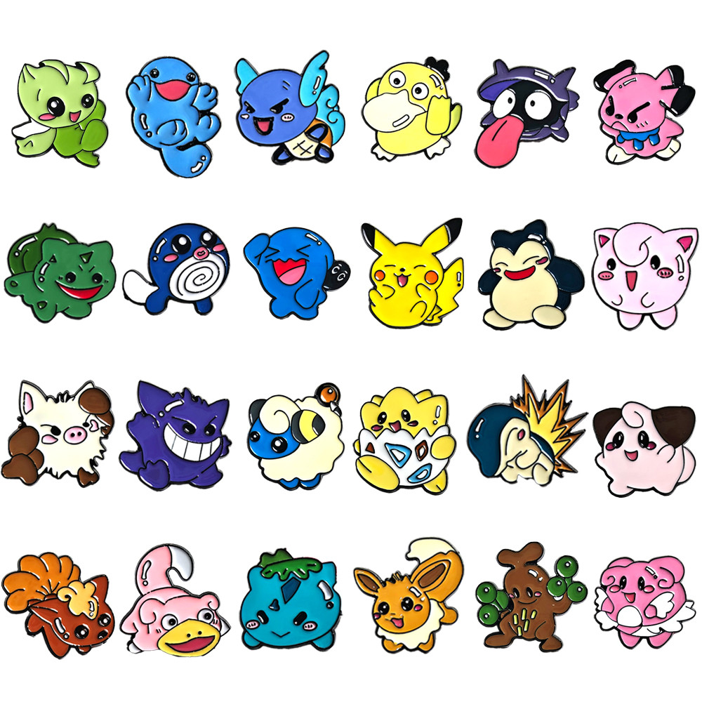 Pokemon Anime Enamel Pin Cartoon Figures Pikachu Gengar Brooches Bag Lapel Pin Badges on Backpack De