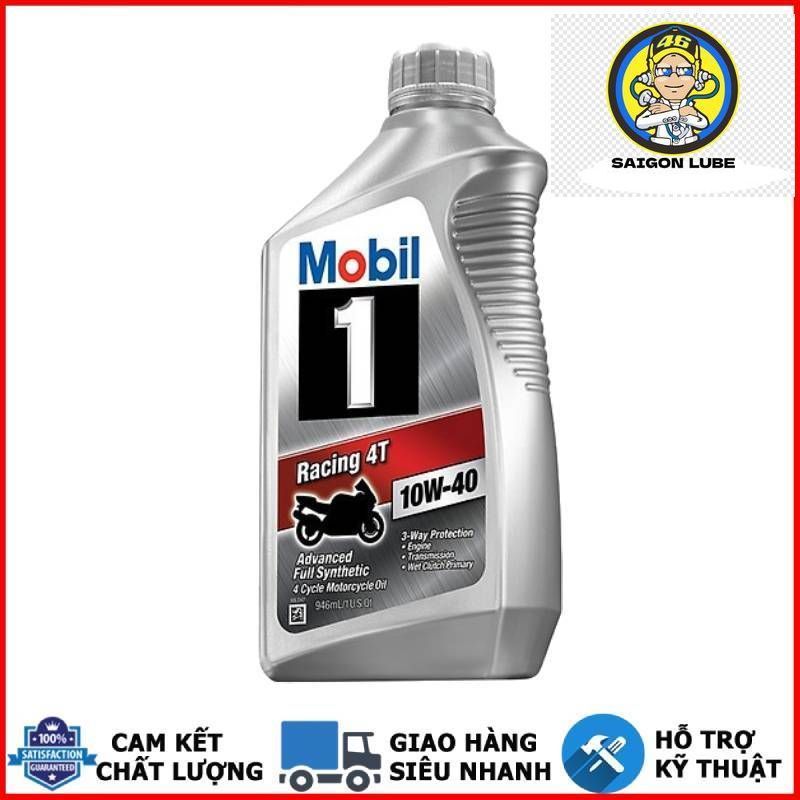Nhớt Mobil 1 Racing 4T 10W40 946ML dành cho xe số, côn tay - Nhập khẩu Mỹ