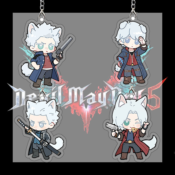 Vergil Anime Keychain Women Devil May Cry Acrylic Key Chain Man Dante Key Ring Pendant Ornament Acce